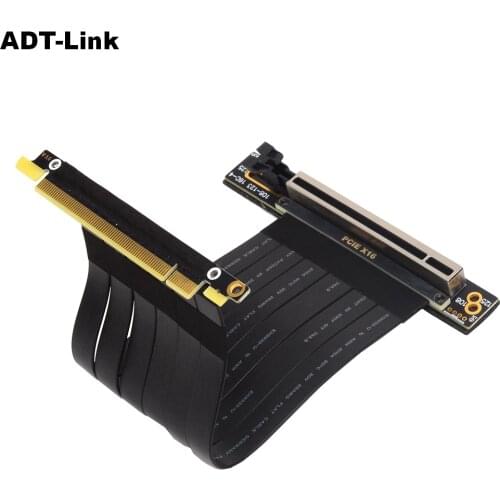 PCI Express 3.0 Double 90 Degree Right Angle PCIe 3.0 x16 x16 Extension Cable 16x Riser Ribbon Extender For Graphics Vertical