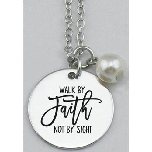 Walk By Faith Not by Sight Necklace Pendant,Key Chains,Bracelets charms,Charms For Jewelry Making,Message Pendant,22mm,5Pcs/Lot