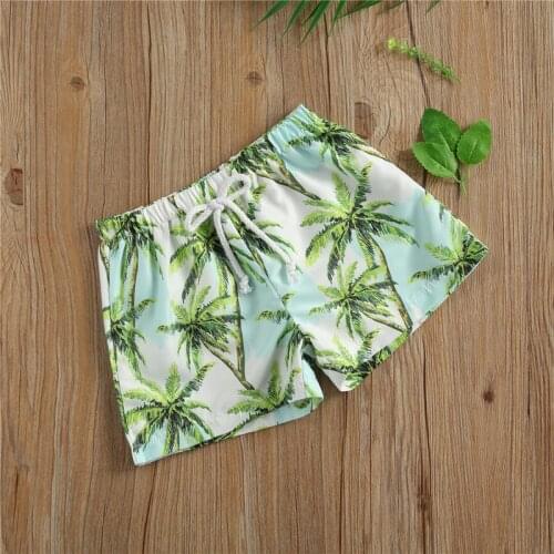 Summer Boys Shorts Camouflage Palm Tree Printing Elastic Force Lace Up Waist Bottoms Trousers Boys Separates Bottoms