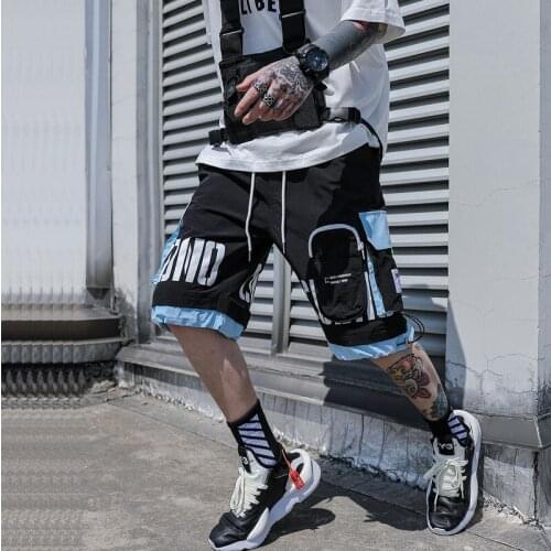 April MOMO 2021 Men Cargo Shorts Straight Loose Fashion Summer Male Short Trousers Hip Hop Streetwear Men Shorts
