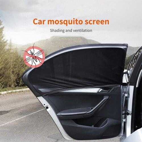 2 Pcs Car Sun Shade Side Window Sunshade Cover Uv Protect Perspective Mesh Velcro Sun Visor Curtain Universal Car Accessories