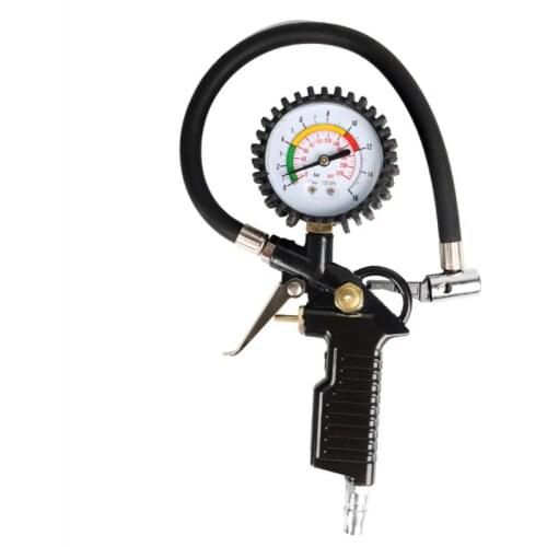 Heavy Duty 220 PSI Tire Inflator Gauge with Hose and Quick Connect Plug Dial Tire Pressure Air Gun Gauge Regulator Locking Chuck