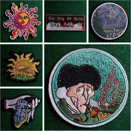 2PCs/Lot Iron On Patches Van Gogh Patch On Clothes DIY Oil Painting Clothing Thermoadhesive Patches for Clothing Stickers Badges