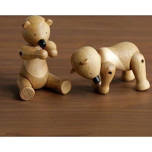 Bear ornaments happy birthday crafts wooden bear ornaments with gift box for smart Home