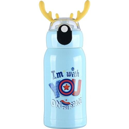 Smart temperature stainless steel vacuum antler thermos mug cartoon childrens pot cup set cute baby sippy cup