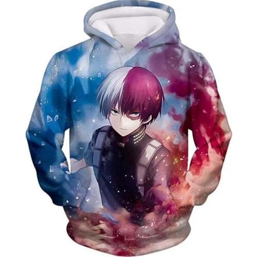 Unisex Anime Boku My No Hero Academia Todoroki Shoto 3D Print Costume Cosplay Sweatshirt Hoodie Casual Tracksuit Hip Hop Tops
