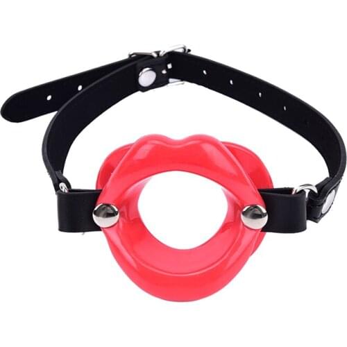 O Ring Open Mouth Gag Bondage Erotic Toy Restraints BDSM Fetish Leather Rubber Lips Adult Sex Toys