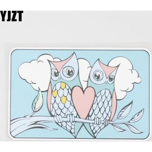 YJZT 15CM×9.6CM Love Owl PVC Decal Chromatic Car Sticker Superior Quality 11B-0387