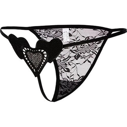 Women Floral Perspective Sexy Panties Briefs Heart G-string Thong Underwear