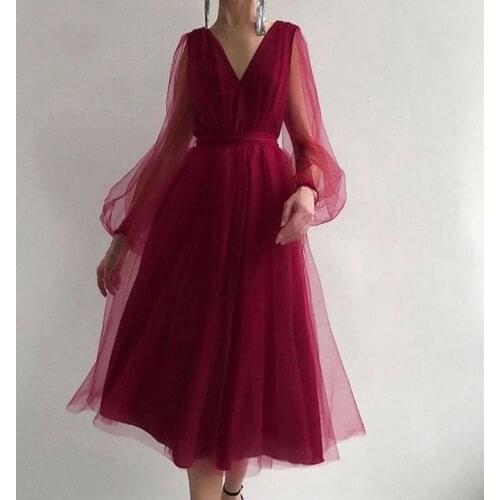 2021 Spring long puffy sleeves Evening Dress Bodice Vintage Formal Gown Vestido De Festa Prom Dress short коктейльные платья