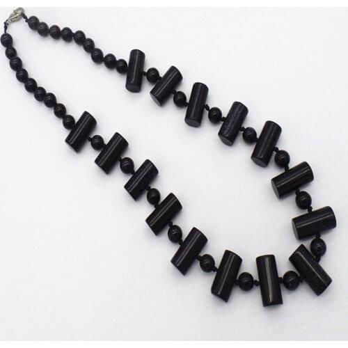 1 Strand 20x10mm Wholesale Blue Sand Stone Cylindrical Pendant Necklace Jewelry Ornaments 16.5inch S234