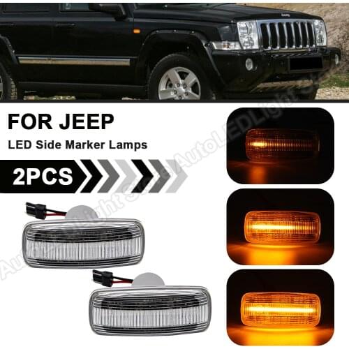 2Pcs For Jeep Patriot Compass Commander Liberty Grand Cherokee Dynamic LED Side Marker Light Turn Signal Lamp Blinker Indicator