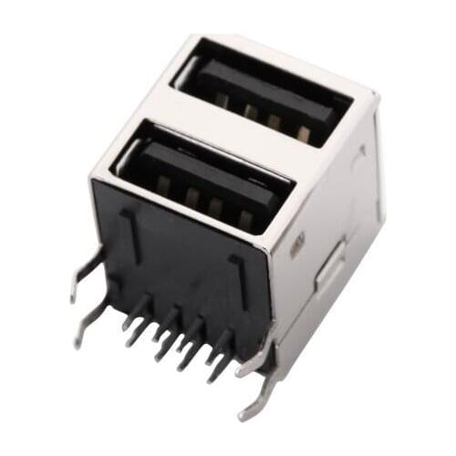 2pcs/lot Dual USB Type-A Female 8 Pin Socket Connector Double All Inclusive