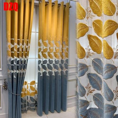 2021 Nordic Mink Velvet Hollow Embroidered Curtains High-end Luxury Light Embroidered Curtains for Living Dining Room Bedroom