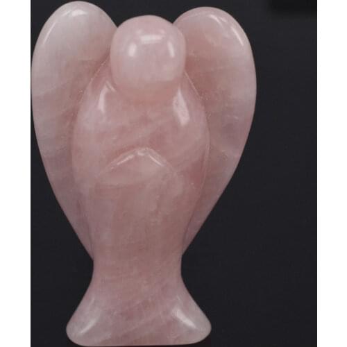 3inch Natural Rose Quartz Gemstone Carving Angel Lucky Crafts Figurine Chakra Healing Reiki Feng Shui Stone