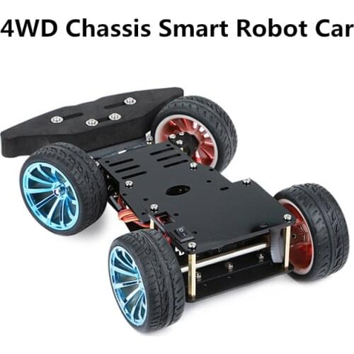 4 Wheel DIY Servo Robot Car 4WD Chassis Smart Car for Arduino Car Platform with Metal Servo Bearing Kit Steering Gear Control