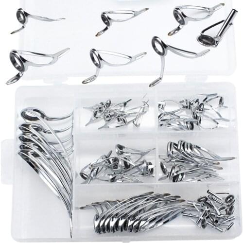 65 Pcs Double Foot Sea Pole Coil Loop Ceramic Sea Rod Wire Durable Loop Fishing Gear Guide Ring Accessories