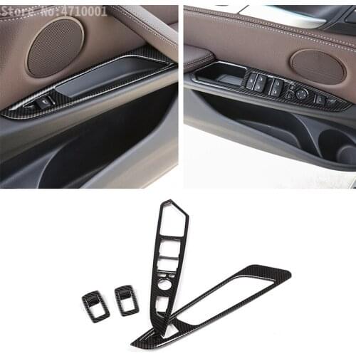 Carbon Fiber Car Door Window Button Panel Frame Trim For BMW X5 X6 F15 F16 2014-2018 Accessories For LHD