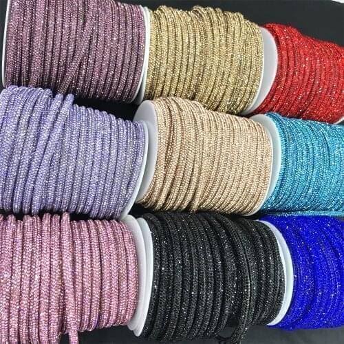 Bling Bling Crystal Diamond Cord Trimming Round Rhinestone Soft Tube Shoelace Rope Hoodies Trouser Drawstring Diy Manual Aglets