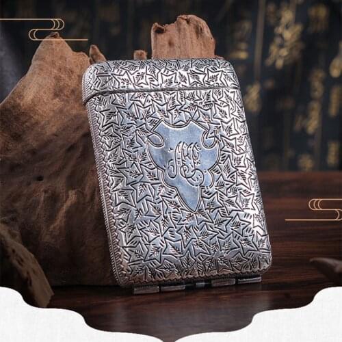 Hand-carved Retro Cigarette Case for 14 Cigarettes Portable Peaky Blinders Shelby Same Style Cigarette Box Smoking Accessories