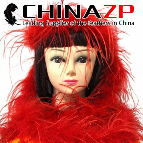 CHINAZP Wholesale 2yards/lot Good Quality Dyed Red Ostrich Feather Boas and Scarfs