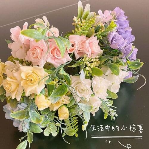 27cm Camellia Artificial Flowers Silk Rose Bouquet Fake Flower For Wedding Living Bedroom Party Decoration Accessories Indoor