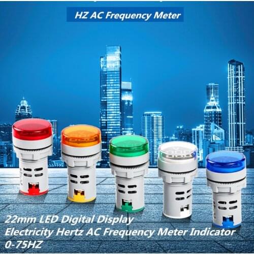 Digital Display Electricity Hertz meter Frequency meter indicator light AC meter Red Tester 0-99Hz Green White