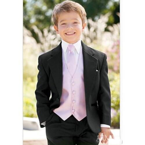 Boy suits one Button Boy Tuxedos Notched Lapel Children Suit Kid Wedding/Prom Suits three piece suit (jacket+vest+pants+tie)