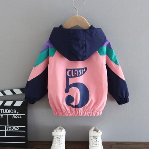 Girl Boy Kids Jacket Long Sleeves Number Five Coat Fashion Spring Autumn Children Outwear