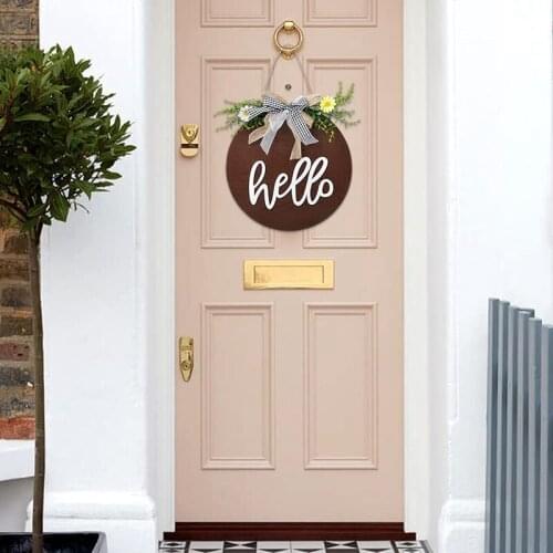 Welcome Sign For Front Door Wreaths Hello Sign With Bowknot Wooden Sign For Home Front Door Porch Hanging Decor