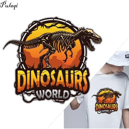 Thermo Stickers On Clothes Dinosaur World Appliques Iron On Transfer Patches For Clothing DIY Heat Transfers Stripes Stickers