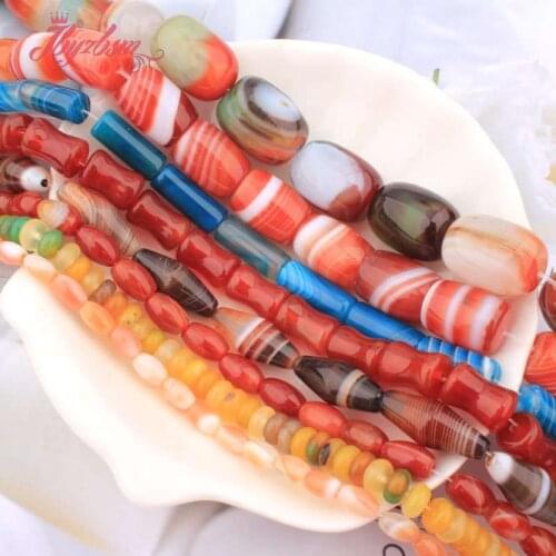 Natural AA Grade Genuine Agates Oval Rondelle Column Spacer Stone Beads For DIY Necklace Bracelats Jewelry Making Strand 15"