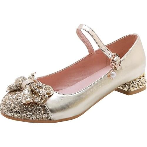 19 years of age season new low sweet bowknot sequins with 28 - shallow mouth cingulate single shoes size 43 yards