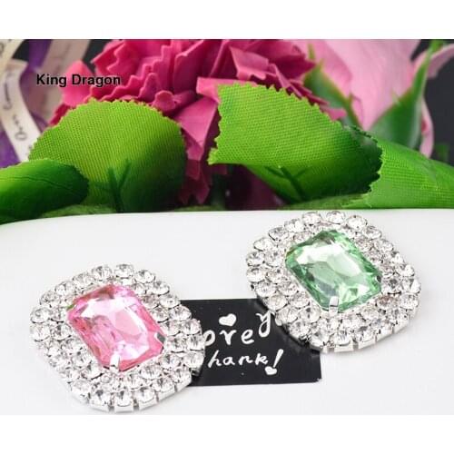 New Arrival Acrylic Rhinestone Embellishment Used On Invitation Or Shoe Decoration Flat Back 32MM*26MM 10PCS/Lot Silver Color