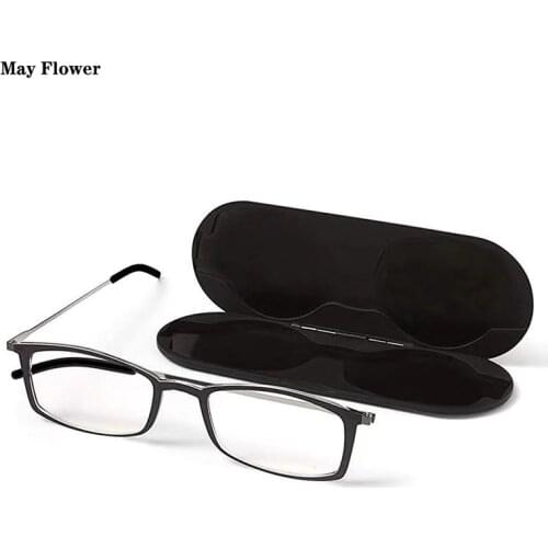 May Flower Anti Blue Light Reading Glasses Portable Square Presbyopia Eyewear With Case Thin Prescription Eyeglasses Glasses Men