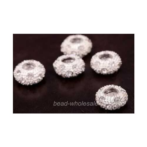 OMH wholesale free ship New 12x6x5mm 10pcs High Quality Zinc Alloy With Glass Crystal Spacer Beads For Bracelet