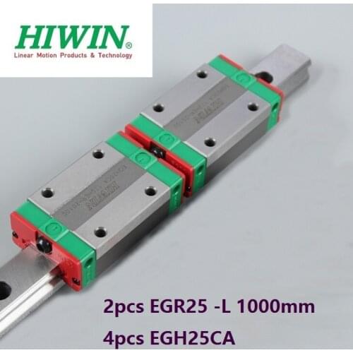 2pcs origial Hiwin rail EGR25 -L 1000mm linear guide + 4pcs EGH25CA carriage blocks for CNC router