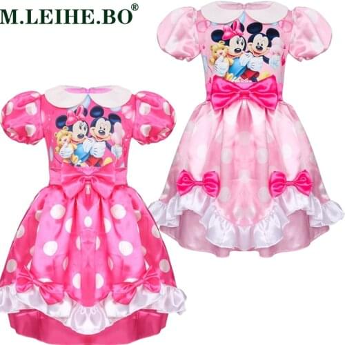 Girls Dress 2-6Y Childrens Clothing Summer Cartoon Minnie Pattern Girls Birthday Party Princess Christmas Dress for Girls