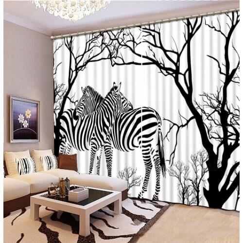 Custom 3d curtains Zebra branch 3d curtain living room window curtain blackout curtains for the bedroom kitchen short