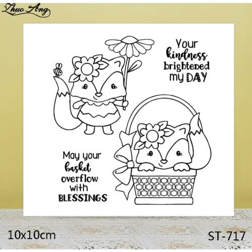 ZhuoAng Cartoon Style Cute Fox Clear Stamps/Seals For DIY Scrapbooking/Card Making/Album Decorative Silicon Stamp Crafts