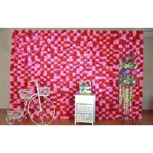 2.4M x 2.4M Wedding Flower Wall Pink with red Rose & Dalia flower backdrop wedding stage decoration