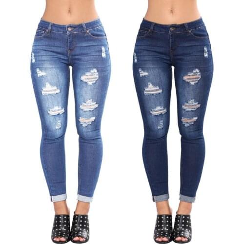 Ripped Jeans Women Sexy Hollow Out Tassel Slim Fit Jeans for Women Casual Skinny Distressed Denim Pencil Pants