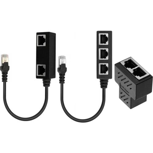 G32B RJ45 1 Male to 3 Female or Three Female Ethernet Splitter Socket Port LAN Ethernet Network Splitter Adapter Cable with Cat7