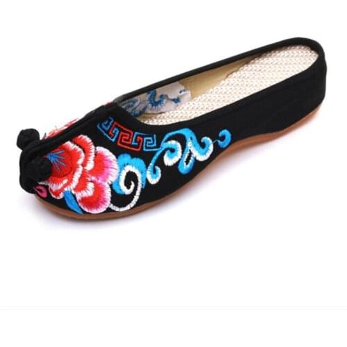 Summer Ladies Lazy Slippers Chinese Embroidered Walking Shoes Womens Slip On Mules Shoes Girls Handmade Designer Slides Big41
