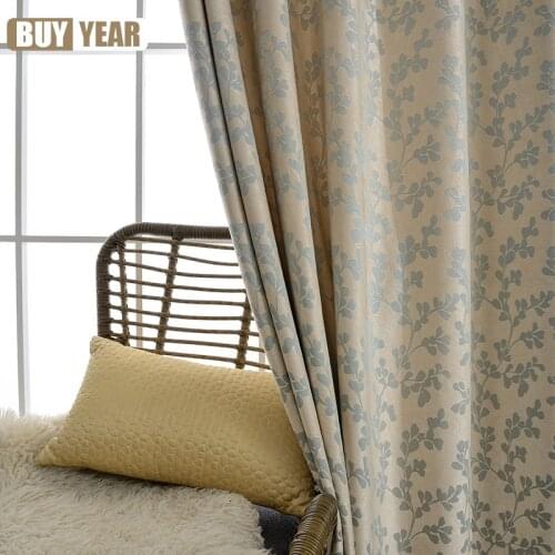 Luxury Modern Blackout Curtain Imitation Chenille Floral Jacquard Shading French Window Curtains for Living Dining Room Bedroom