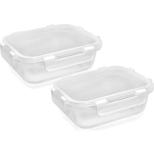 The Mia 2'li Set Glass Storage Container 600 ml White