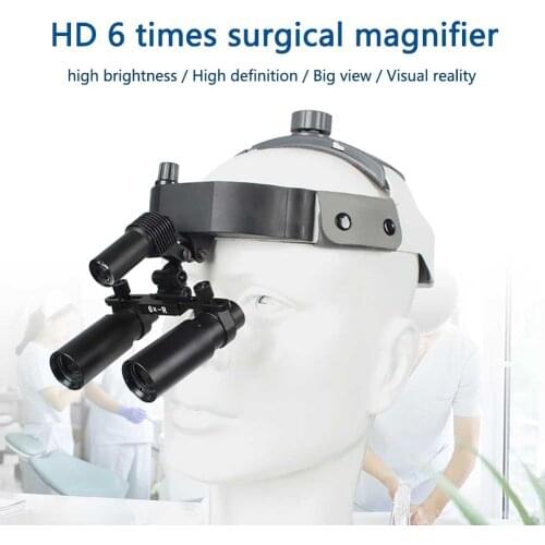 Dental 6X High Brightness Surgical Headlights Wide Field Dental Magnifying Glass Eye Glasses Orthopedic Spine loupes