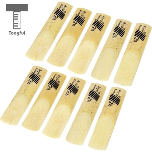 Tooyful High Quality 10Pcs bE Premium Cane Alto Saxophone Reeds Strength 2.5 Bamboo Sax Reeds Woodwind Musical Instrument Parts