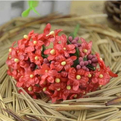 12pcs/lot Mini Artificial Silk Baby Breath Flower Bouquet Table DIY Scrapbooking Wedding Decorations Handmade Garland Craft