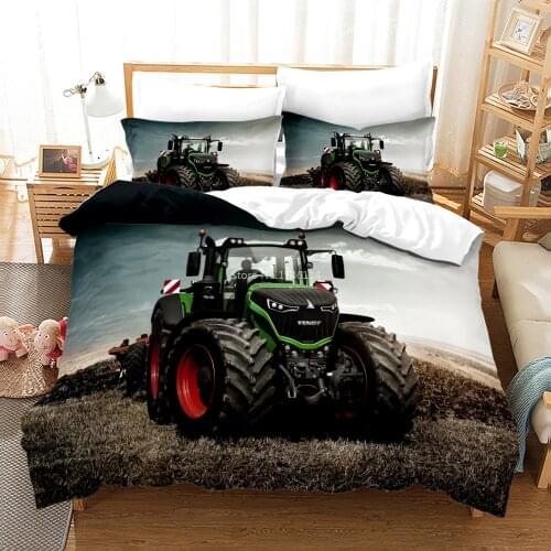 2/3Pcs Agriculture Machinery Tractor Bedding Set Twin Full Queen King Size Duvet Cover / Quilt Cover Set Bed Linens Home Textile